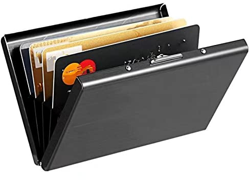 YJHWLF RFID geschirmter Kreditkartenhalter aus Edelstahl,Ultradünne Visitenkartenetuis aus Metall für Herren und Damen, geeignet für Führerschein, Personalausweis, Kreditkarte (Schwarze6)
