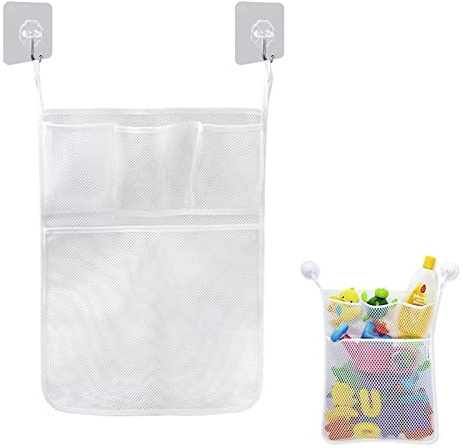 Butyeak Badewanne Spielzeugnetz, Bad Spielzeug Organizer Netz, Bad Spielzeug Netz, Badespielzeug Aufbewahrung Netz, Bad Spielzeug Organizer, Mit 2 Saugnapfhaken, zur Spielzeug, Toilettenartikeln