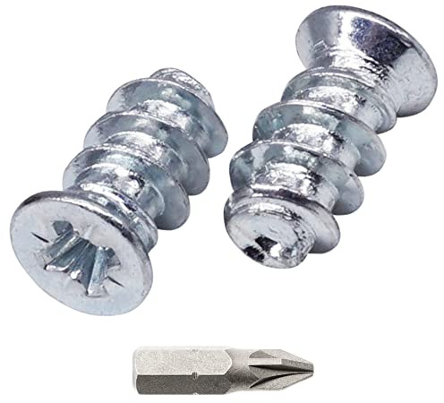 SKIR'CO (100 pièces) Vis Euro zinguées 6.0 x 9.5 mm, Vis de Glissière de Tiroir, Tête fraisée plate, Vis de charnière