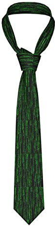 OUSIKA Herren-Krawatte mit Matrix-Druck, Seidenkrawatte, klassisch, Business, formelle Krawatte für Hochzeit, Schwarz, Einheitsgröße