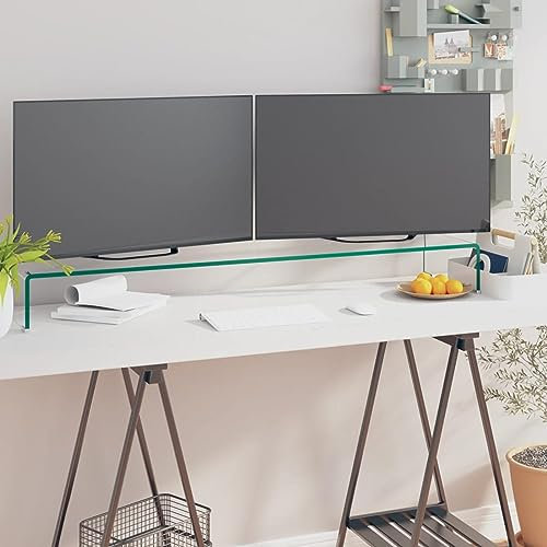CIADAZ TV-Tisch/Bildschirmerhöhung Glas, Tv Erhöhung, Tv Board, Tv Tisch, Tv Aufsatz, Erhöhung Fernseher, Fernseher Tisch, Fernsehertisch, Transparent 110x30x13 cm