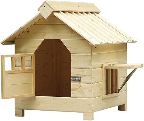 hundehütte Outdoor, Woodern Hundehütte for Den Außenbereich, Katzenhütte Aus Holz, Hundekäfig for Den Innenbereich, Kleine Mittelgroße Hundehütte, Wasserabweisender Tierheim Mit Fenstern, for Gartent
