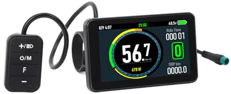 Bewinner Electric Bike LCD Display Meter T8, 24V 36V 48V 52V 60V 72V E Bike Display Meter Control Panel, Large Screen Bicycle Speedometer Bike Computer for Various Communication Protocols