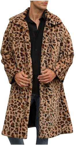 Kunstpelz Mantel Herren Pelzmantel Herren Lang Kunst Felljacke Pelzkragen Wind Coat Winterjacke Faux Pelz Fur Warm Mantel Pelzjacke Langarm Revers Faux Pelz Jacke Cardigan Winterjacke Männer Parka