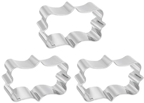 QUARKZMAN 3pz 1 x 2.8 x 1.8 TagliaBiscotto per Cottura Acciaio Inox Argento Tono Medio Rettangolare Cornice 2