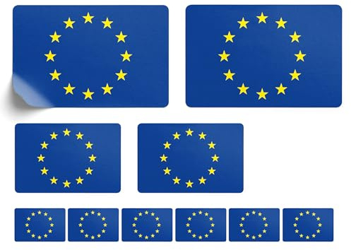 10 Stück Flaggen Aufkleber Europa Set Sticker Europe Autoaufkleber - Offsetdruck Blau