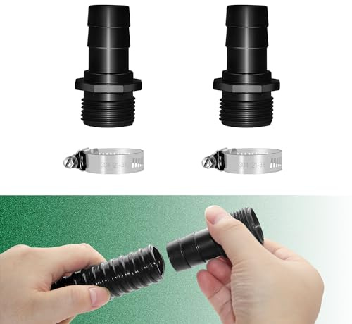 LONGRUNNEW PVC Tube Adapter Hose Barbed Fitting, Male 1.2 NPT x 1 Barb Connector with 2 Hose Clamps for Pond Fountain Waterfall-4 Pieces Set