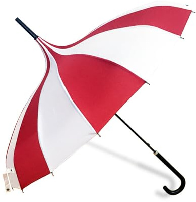 HDKEAN Regenschirm, stilvoller Pagoden-Regenschirm, Sonne, Regen, winddicht, großer Regenschirm, bunte Streifen, Regenschirme für Damen, rot / weiß, As shown in the picture