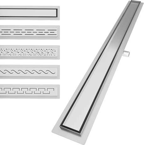 Aquamarin® Canal de Ducha - Acero Inoxidable, Lineal, Rectangular, Sifón Desmontable, Estilo y Longitud a Elegir - Desagüe, Drain, Canaleta de Ducha, Cuarto de Baño, Suelo de Cocina (100 cm)