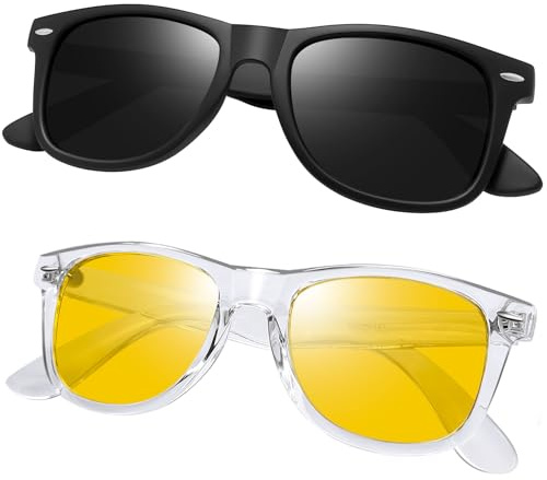 Joopin Zwei Paar Rechteckige Polarisierte Sonnenbrille UV400 für Tourismus | Klassisch rechteckiges Design, Ultraleichtes Material, Minimalistisch, Unisex, Wandern, Angeln, Reisen, Einkaufen, Outdoor