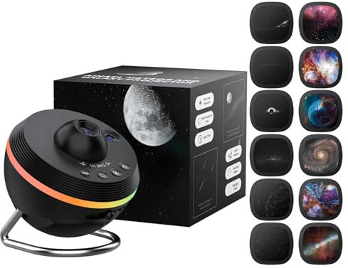 Ainael Projecteur Galaxie, Projecteur Ciel Etoile Galaxy Star Planetarium Veilleuse avec Bande Lumineuse, Meteor and Galaxy Projector & 2 Filme Set pour Enfant Adulte Cadeau