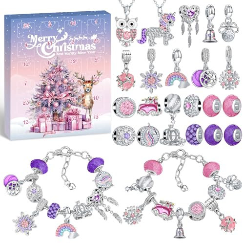 Gaeymy Calendario Adviento Kinder, Calendario de Adviento 2025 DIY Joyas Kit Relleno Regalos Niños Mujer Niña Adultos Infantil, 24 Personalizado Pulseras Collares Charms 5 6 7 8 9 10 11 12 Años