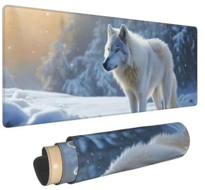 Tapis de Souris, XXL Mouse Mat 600x400x3 mm, Texturée Résistant à Usure Lavable, Grand Tapis de Souris antidérapant,Convient pour Les Jeux, la Maison et Le Bureau & Affaires (Paysage de Neige) V-342