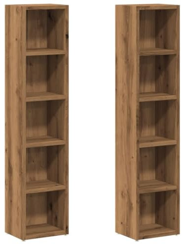vidaXL Mobili Porta CD 2pz Rovere Artigianale 21x16x93,5 in Truciolato, unità di stoccaggio CD, mobiletto CD, Porta CD, mobiletto con mensola