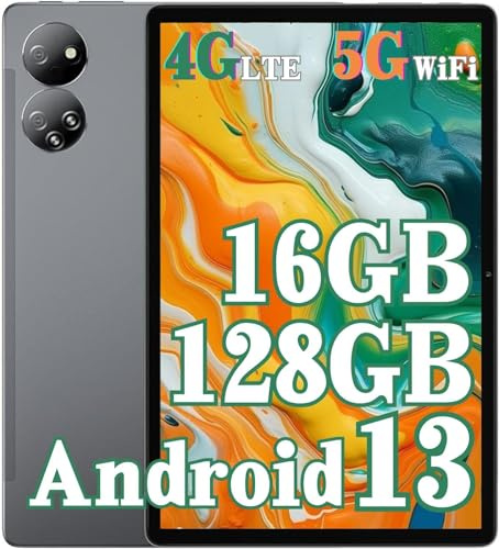JXCNSNW 10.1 inch Android Tablet, 4G LTE Dual SIM, 16GB RAM,128GB Storage,Android 13.0,Supports Extend 1TB, IPS Touchscreen,Dual Camera, WiFi/WLAN/Bluetooth/GPS,TYD-109pro