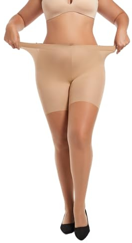 ZUMIY Damen Strumpfhose Tights Plus Größe 15 Den, Blickdichte Strumpfhose Grosse Grössen/Plus, Semi Opaque Strumpfhose (F,Natur)