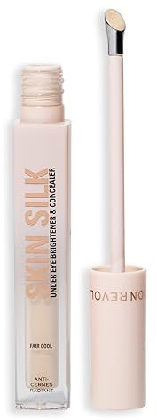 Revolution, Skin Silk Radiant Serum Under Eye Brightener, Hydrates & Smooths Under Eye with Hyaluronic Acid & Squalane, Vegan & Cruelty-Free, Fair Cool, 4ml
