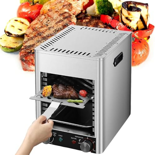 Asador Eléctrico Para Carnes 1900 W Con 10 Ranuras, Asador Automático Para Carnes De Interior Acero Inoxidable Tiempo Y Temperatura Ajustables.
