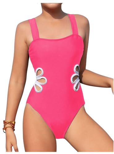 Beichwtd Badeanzug Mädchen, Einteiliger Badeanzug mit Verstellbaren Schultergurten, Einfarbiger Abdeckrock, Badeanzüge Kinder Schwimmanzug Bikini Teenager