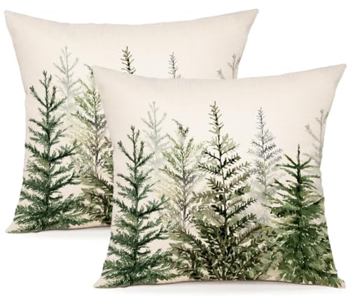 ZWJD Kissenbezug Weihnachten 50x50 2er Set Weihnachts Kissenbezüge Dekokissen Weihnachtsdeko innen Kissenhülle für Deko Weihnachten Sofa Schlafzimmer Couch Weihnachtskissen 50x50 cm