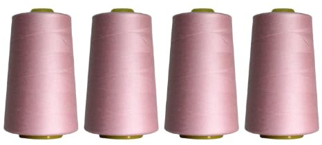 Rhapsew Overlocking Thread Cones – 4 x 5000m | Strong Polyester Thread for Overlock & Sewing Machines | Multicolour, Red, Blue, White, Black | Tailoring & Dressmaking (A55)