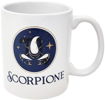 CUCUBA Tazza Mug in Ceramica Design Artistico Segno Zodiacale Scorpione per Colazione Merende 36cl