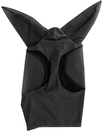 Maschera anti-mosche in maglia elastica, protezione for le orecchie, cappuccio traspirante for equitazione per cavalli(Black)