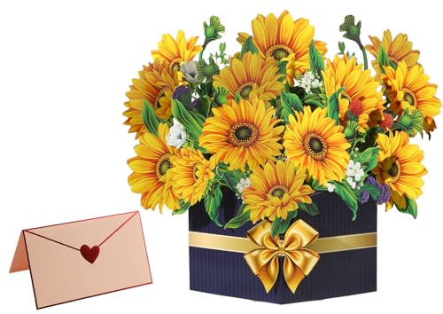 Tarjeta Desplegable De Ramo De Flores 3d,Tarjetas De Cumpleaños Desplegables Con Girasol 3d,Tarjetas De Cumpleaños Tridimensionales En Blanco Con Sobre,Para Tu Profesores,Madre,Abuela,Esposa O Amigos