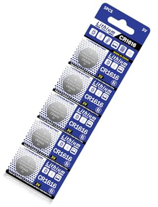 MURYE Set di 5 batterie CR1616 da 3 V DL1616/ECR1616/BR1616 per piccoli orologi elettronici, cuffie e attrezzature sportive, sostituzione della batteria