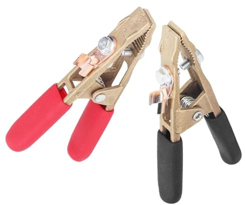 Getdoublerich Morsetti per cavi di terra, 2 pezzi, 260 A, a forma di A, pinze di messa a terra per saldatura a terra, clip di collegamento saldatore in rame resistente