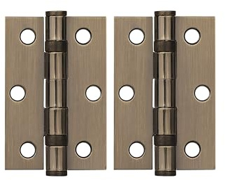 Golden Grace Ball Bearing Timber Door Hinges, Antique Brass Finish, 75mm | Includes screws for quick fitting; heavy-duty metal construction provides a smooth swing to reinforce interior doors.