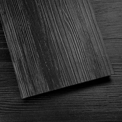 PVC Vinyl Flooring Self-Adhesive with Wood Effect - 36 Vinyl Tiles (5.9 m²), Wear-resistant & Waterproof - for Living Room, Kitchen, Hallway as Renovation Floor Black