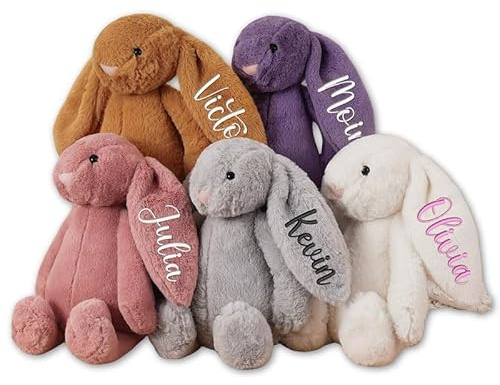 Kuscheltier Personalisiert Hase Kuscheltier mit Namen Bestickt personalisiertes kuscheltiere Hasen für Baby Geschenk personalisiert Bunny kuscheltiere Ostergeschenk für Kinder