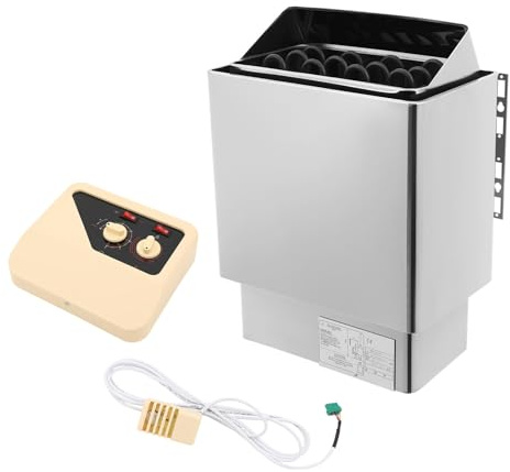 Poêle de sauna, 6 kW 220 V, portable, avec minuterie de 3 heures, en acier inoxydable, pour pièce de 6 à 8 m³, régulateur de température 0 à 120 °C, utilisation commerciale dans les douches de spa