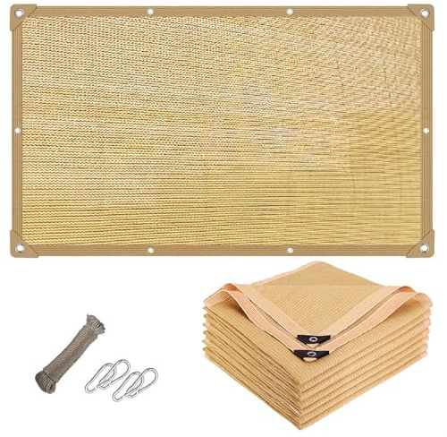 Malla de Sombreo Beige con Ojales, Red de Sombra 85% Anti-UV, Toldo Lona Malla Sombreadora Exterior Transpirable for Jardín, Patio, Terraza, Pérgola y Plantas | 2.0X13.0m
