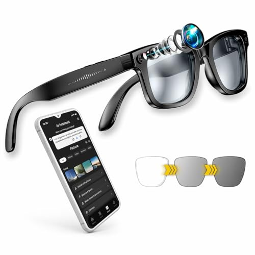 Owlotech Lens AI Gafas Inteligentes con Cámara, 32GB, WiFi y Bluetooth, Traducción en Tiempo Real, Control por Voz y Táctil, IP65