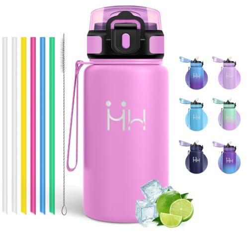 Motswedi Borraccia Termica, Acciaio Inossidabile 18/8 & Senza BPA 500ml, Borraccia Acciaio Inox, Doppia Parete a Prova di Perdite, Borracce, con Cannuccia, Bottiglia Termica, Magenta