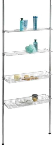 WENKO Teleskopregal Mod. Ellera 2 Körbe 2 Ablagen zusätzlicher Stauraum für Waschmaschine ausziehbar bis 2,85 m Farbe Chrom Maße 71 x 65-285 x 20 cm