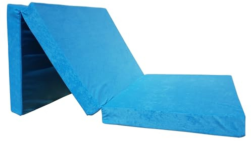Natalia Spzoo – gemütliche Faltmatratze– Klappmatratze mit Schaumstoffkern & abnehmbarem Bezug – 3-teilige klappbare Schlafmatte 195 x 65 x 8 cm (Blau 1331-100% Polyester)
