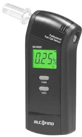 Trendmedic Alkoholtester Alcofind DA-8000 | mobiles digitales Atem-Alkoholmessgerät mit langzeitstabilen Fuel-Cell-Sensor bis 5.00‰ | polizeigenau