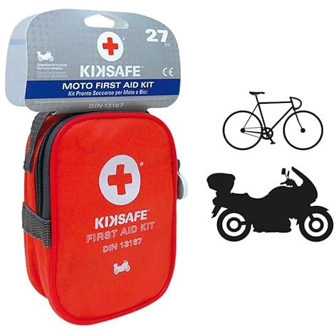 K-N 0127133 Pulizia | Kit Pronto Soccorso Moto e Bici 27 Pezzi: Omologato CE, DIN 13167, Perfetto per Ogni Viaggio
