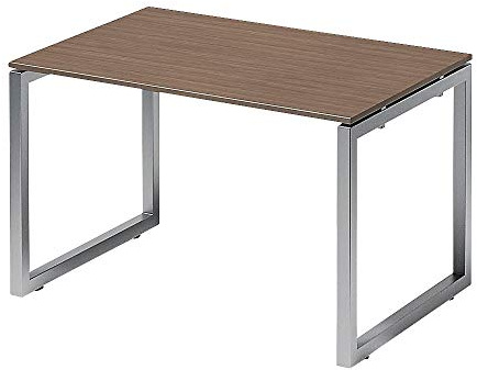 BISLEY Cito Schreibtisch, 740 mm höhenfixes O-Gestell, Metall, Wn355 Dekor Nußbaum, Gestell Silber, 80 x 120 x 74 cm