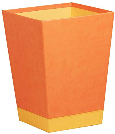 RHODIA 318924C - Corbeille à Papier Tangerine - 24 x 24 x 32 cm - Piqûres Sellier Orange - Extérieur Simili Cuir - Collection Home Office Rhodiarama - Organisation de Bureau & Rangement Design