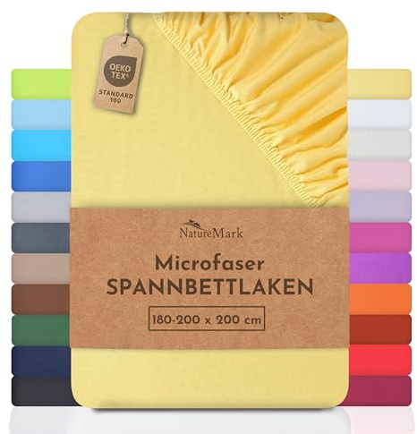NatureMark - Mikrofaser SPANNBETTLAKEN zum Sparpreis! viele Größen und Farben Markenware (180x200-200x200 cm, gelb)
