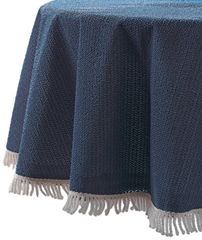 Wetterfeste Garten Balkon Terrasse Camping Weichschaum Tischdecke, Größe + Farbe wählbar (rund 130 cm, Dunkelblau)