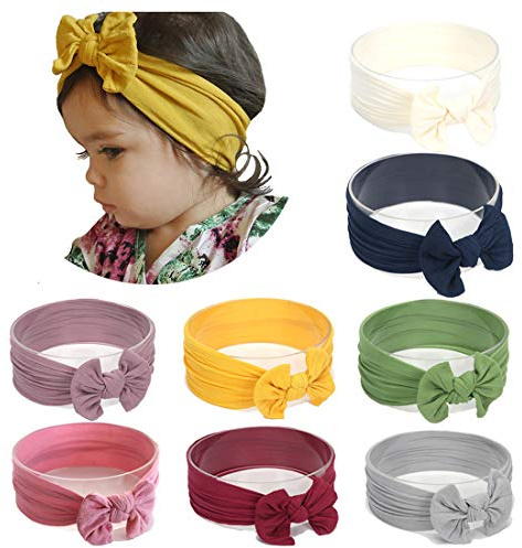 Joyfeel's Store Baby Nylon Pannband Turban Knutna Flickor Hårband Supermjuk och Stretchig Hårsjal för Nyfödd Toddle Barn (multi #1)