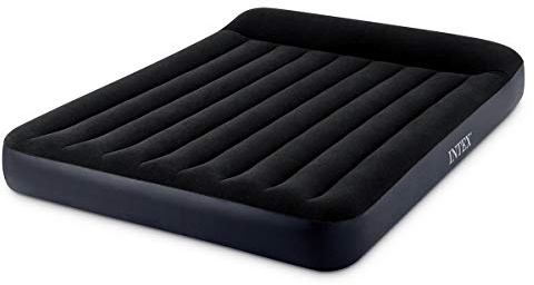 Intex 64143 - Materasso Gonfiabile Dura-Beam Pillow Rest Classic Matrimoniale, PVC, Nero, 152x203x25 cm