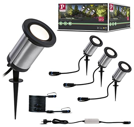 Paulmann 94286 Plug & Shine LED utomhusbelysning Spot Classic startset inkl. 3x5,1 W IP65 antracit trädgårdsbelysning metall 3000 K