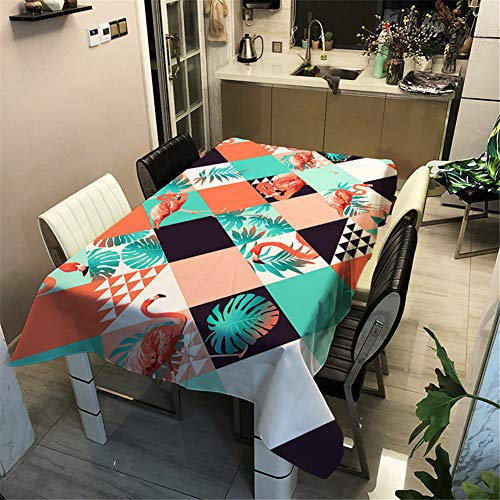 Hiser Tischdecke Outdoor Abwaschbar, Wasserabweisende Staubdichte Küche Esstisch Tischdecke Rechteckig Desktop Dekorative Tuch Hotel Bankett Party (Flamingo,100x140cm)