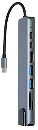USB C Hub Multiport Adapter, 8-Port Typ C Hub mit 4K@60Hz HDMI, 2 USB C PD, RJ45, SD/TF-Kartenleser, 2 USB 3.0-Anschlüsse, für MacBook Pro 2020/2019, MacBook Air 2020, iPad Pro 2020/2018